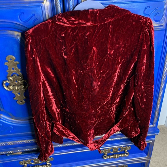 INC Burgundy Velvet Jacket Coat Silk Blend XL - Picture 3 of 4